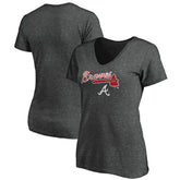 Atlanta Braves Women's Team Lockup V-Neck T-Shirt - Charcoal