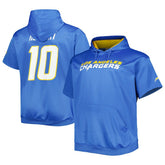 Justin Herbert Los Angeles Chargers Big & Tall Short Sleeve Pullover Hoodie - Powder Blue for sale