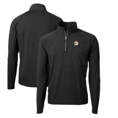 Miami Dolphins Cutter & Buck Adapt Eco Knit Hybrid Recycled Quarter-Zip Throwback Pullover Top - Black discount