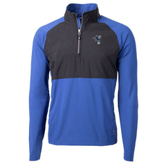 Indianapolis Colts Cutter & Buck Adapt Eco Knit Hybrid Recycled Quarter-Zip Throwback Pullover Top - Royal/Black cheap