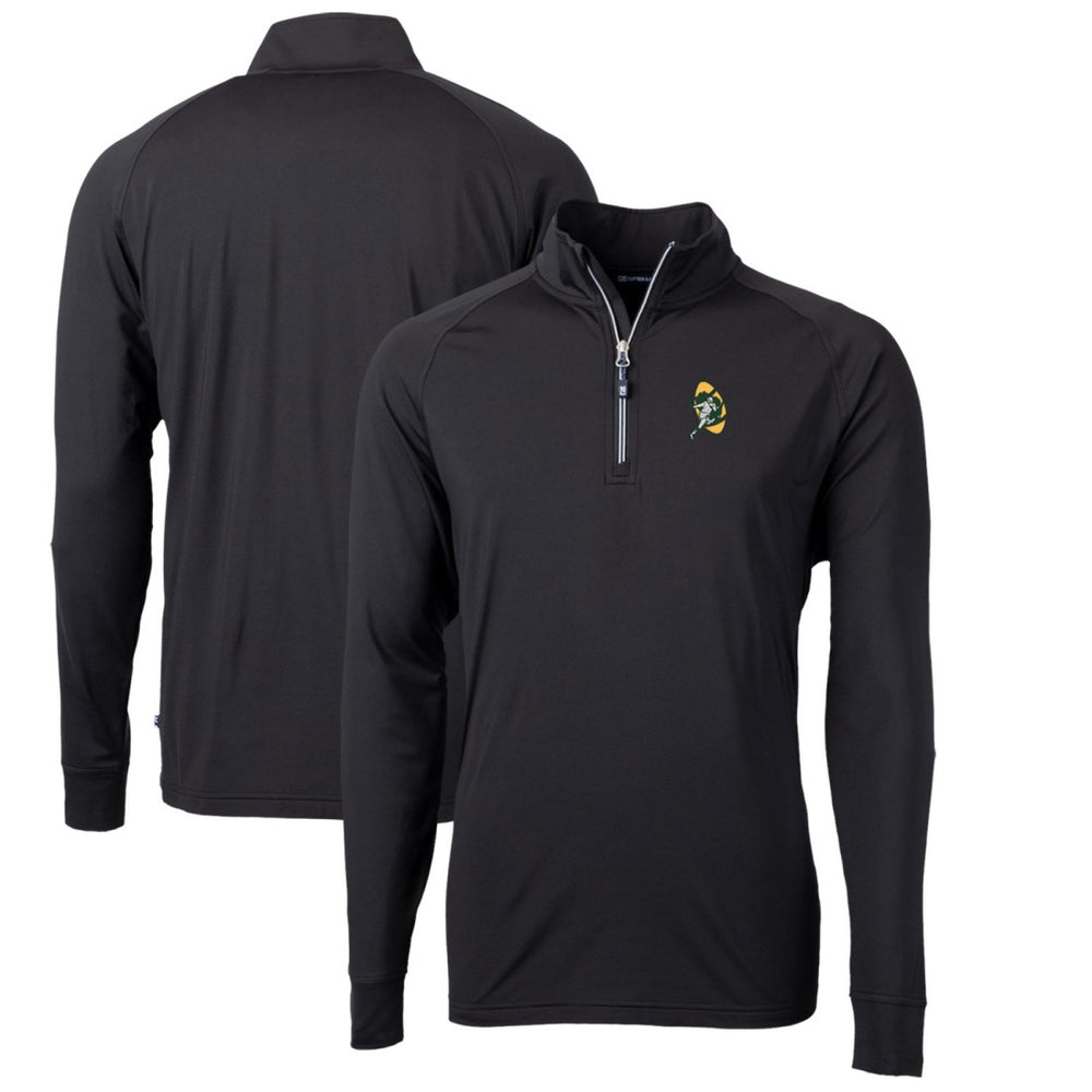 Green Bay Packers Cutter & Buck Adapt Eco Knit Stretch Recycled Quarter-Zip Throwback Pullover Top - Black outlet