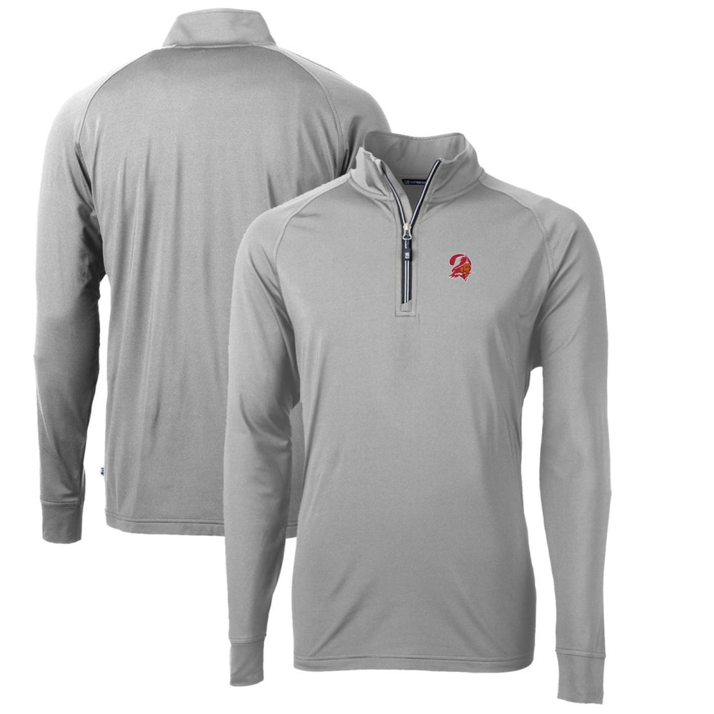 Tampa Bay Buccaneers Cutter & Buck Adapt Eco Knit Stretch Recycled Quarter-Zip Throwback Pullover Top - Pewter cheap