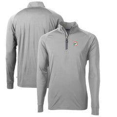 Miami Dolphins Cutter & Buck Adapt Eco Knit Stretch Recycled Quarter-Zip Throwback Pullover Top - Gray sale