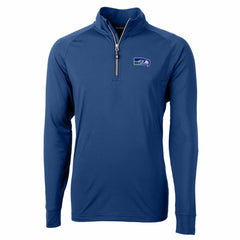 Seattle Seahawks Cutter & Buck Adapt Eco Knit Stretch Recycled Quarter-Zip Throwback Pullover Top - Royal cheap