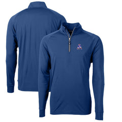 New England Patriots Cutter & Buck Adapt Eco Knit Stretch Recycled Quarter-Zip Throwback Pullover Top - Royal cheap