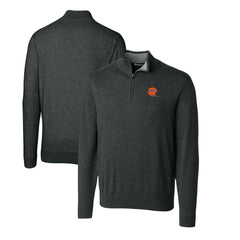 Cincinnati Bengals Cutter & Buck Throwback Logo Lakemont Tri-Blend Quarter-Zip Pullover Sweater - Heather Charcoal outlet