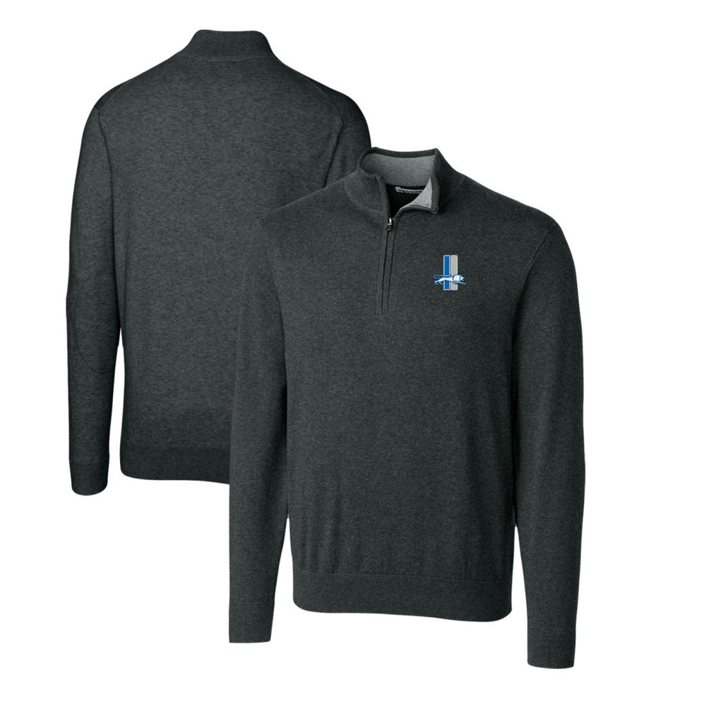 Detroit Lions Cutter & Buck Throwback Logo Lakemont Tri-Blend Quarter-Zip Pullover Sweater - Heather Charcoal cheap