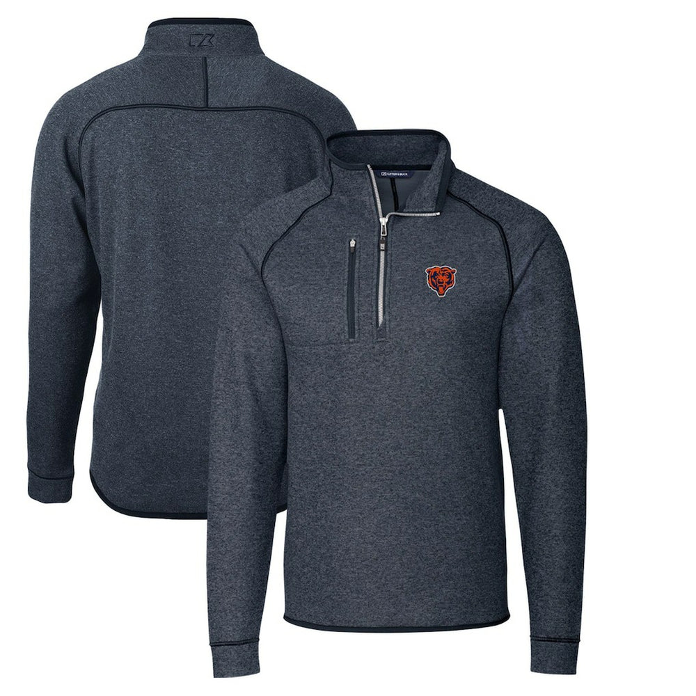 Chicago Bears Cutter & Buck Throwback Logo Mainsail Sweater-Knit Half-Zip Pullover Jacket - Heather Navy discount