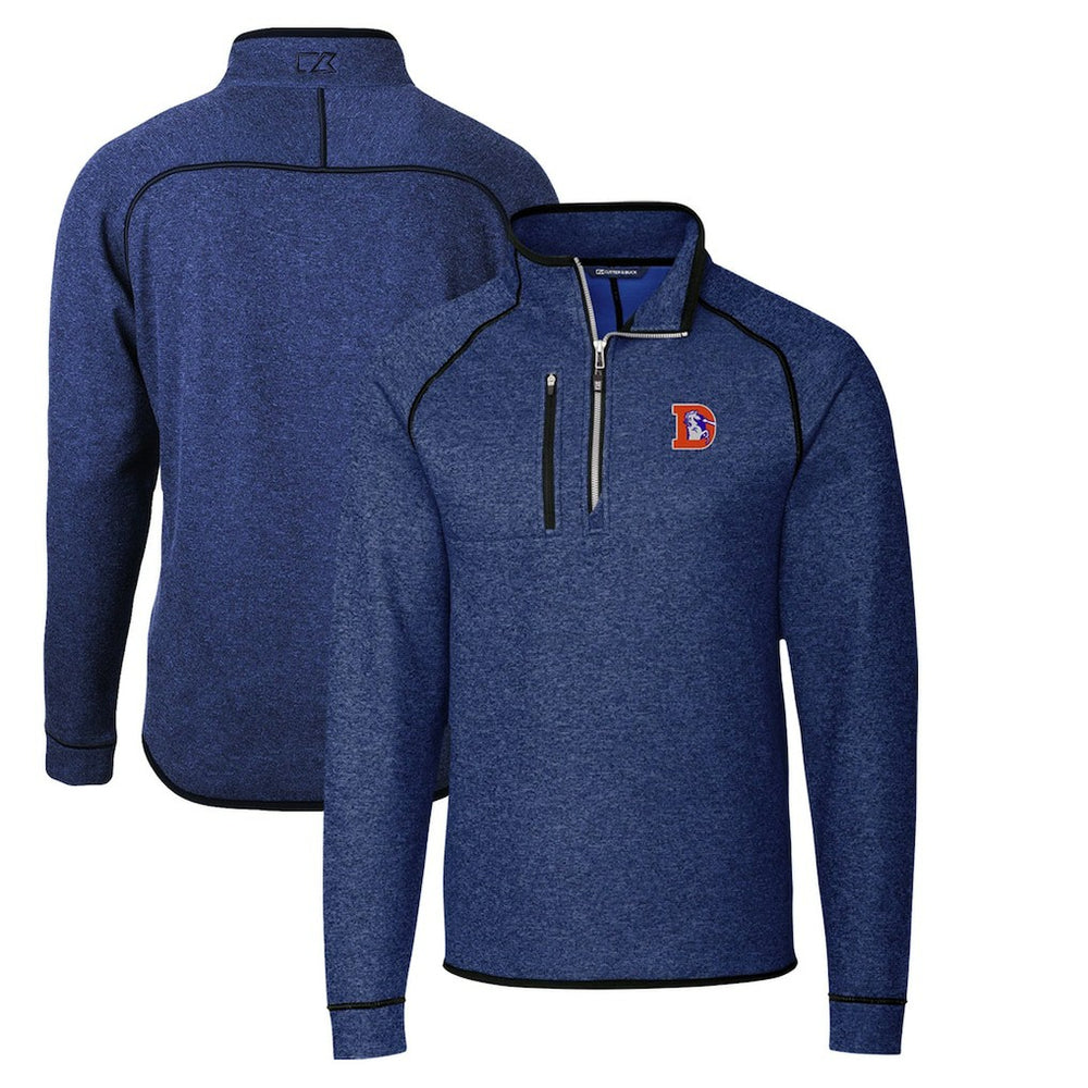 Denver Broncos Cutter & Buck Throwback Logo Mainsail Sweater-Knit Half-Zip Pullover Jacket - Heather Royal outlet