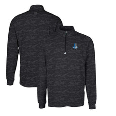 Detroit Lions Cutter & Buck Throwback Logo Traverse Camo Print Stretch Quarter-Zip Pullover Top - Black sale