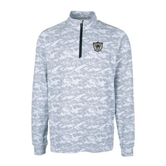 Las Vegas Raiders Cutter & Buck Throwback Logo Traverse Camo Print Stretch Quarter-Zip Pullover Top - Charcoal on sale