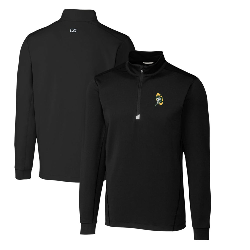 Green Bay Packers Cutter & Buck Throwback Logo Traverse Stretch Quarter-Zip Pullover Top - Black sale