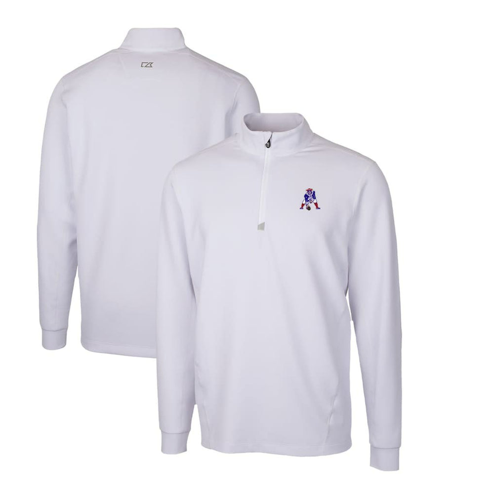 New England Patriots Cutter & Buck Throwback Logo Traverse Stretch Quarter-Zip Pullover Top - White for sale