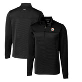 Miami Dolphins Cutter & Buck Throwback Logo Traverse Stripe Stretch Quarter-Zip Pullover Top - Black on sale