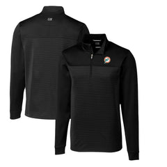 Miami Dolphins Cutter & Buck Throwback Logo Traverse Stripe Stretch Quarter-Zip Pullover Top - Black on sale