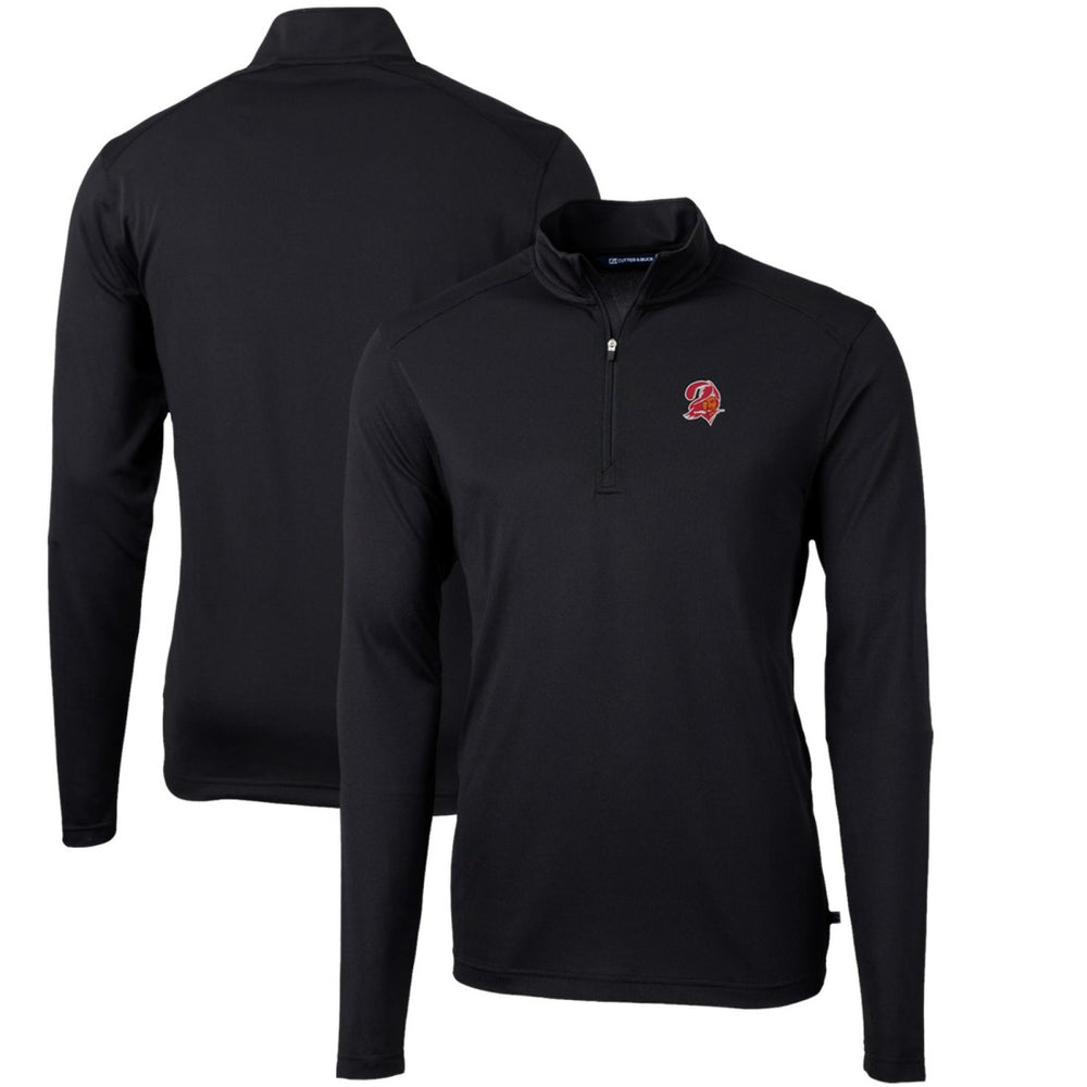 Tampa Bay Buccaneers Cutter & Buck Throwback Logo Virtue Eco Pique Recycled Quarter-Zip Pullover Top - Black for sale