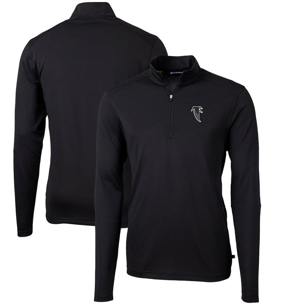 Atlanta Falcons Cutter & Buck Throwback Logo Virtue Eco Pique Recycled Quarter-Zip Pullover Top - Black on sale