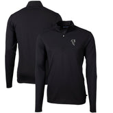Atlanta Falcons Cutter & Buck Throwback Logo Virtue Eco Pique Recycled Quarter-Zip Pullover Top - Black on sale