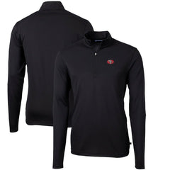 San Francisco 49ers Cutter & Buck Throwback Logo Virtue Eco Pique Recycled Quarter-Zip Pullover Top - Black for sale