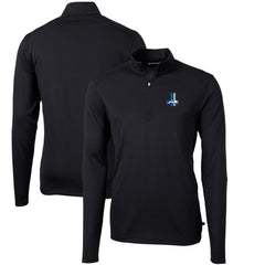 Detroit Lions Cutter & Buck Throwback Logo Virtue Eco Pique Recycled Quarter-Zip Pullover Top - Black sale