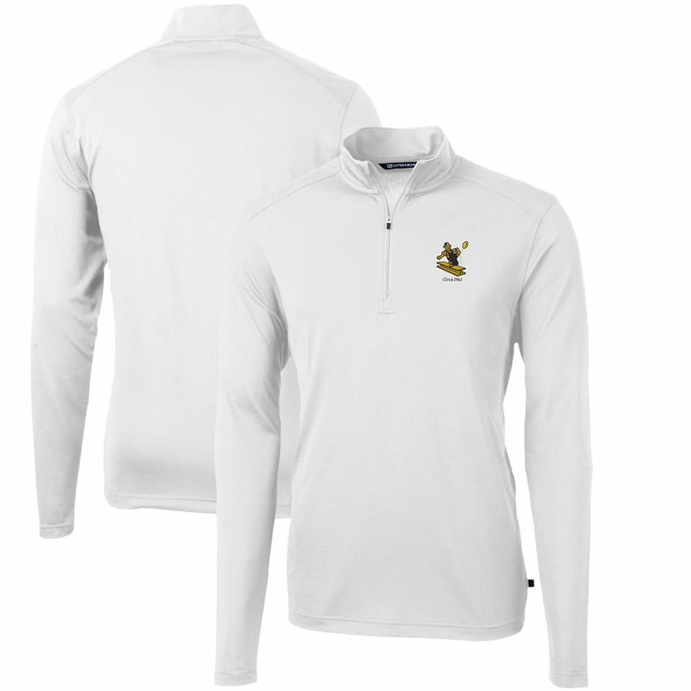Pittsburgh Steelers Cutter & Buck Throwback Logo Virtue Eco Pique Recycled Quarter-Zip Pullover Top - White on sale