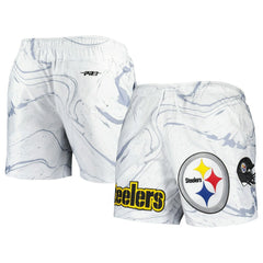 Pittsburgh Steelers Pro Standard Allover Marble Print Shorts - White for sale