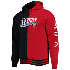 Philadelphia 76ers Hardwood Classics Split Pullover Hoodie - Black/Red | Mitchell & Ness online