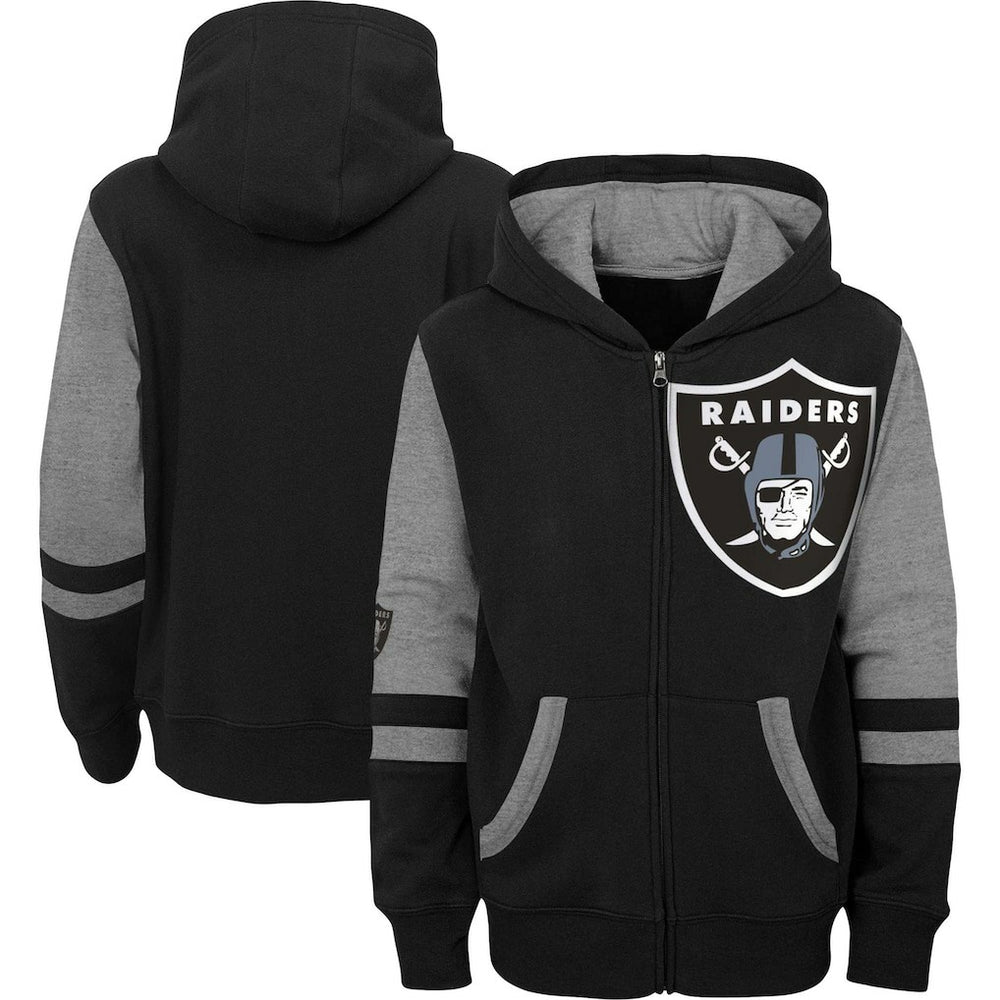 Las Vegas Raiders Youth Colorblock Full-Zip Hoodie - Black on sale