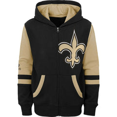 New Orleans Saints Youth Colorblock Full-Zip Hoodie - Black outlet
