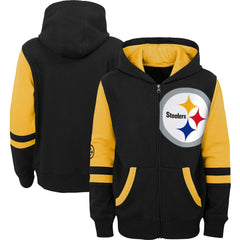 Pittsburgh Steelers Youth Colorblock Full-Zip Hoodie - Black outlet