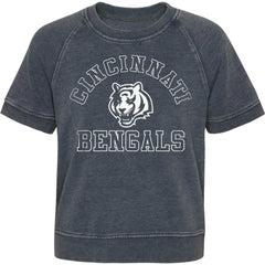 Cincinnati Bengals Girls Juniors Cheer Squad Raglan T-Shirt - Heather Charcoal for sale