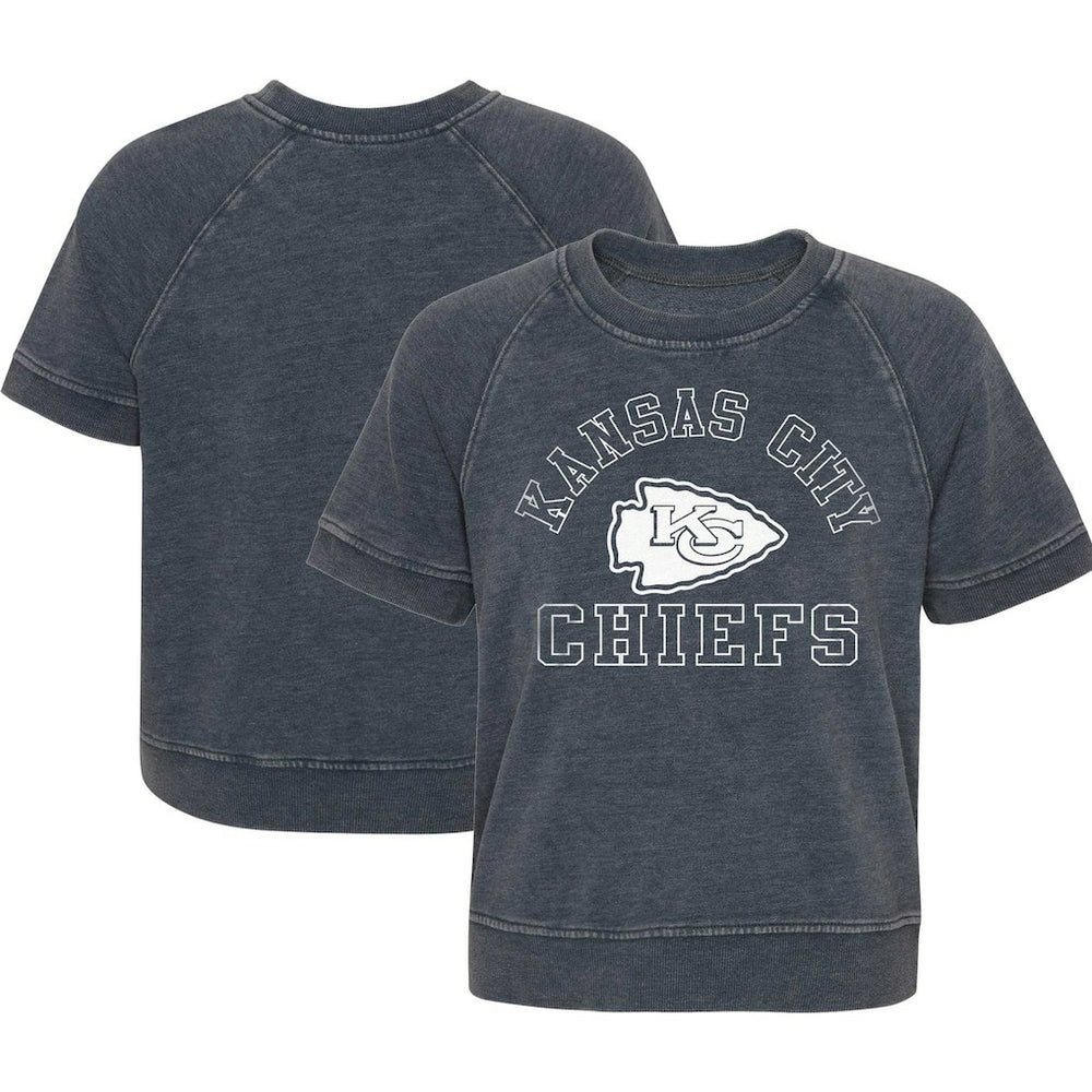 Kansas City Chiefs Girls Juniors Cheer Squad Raglan T-Shirt - Heather Charcoal for sale