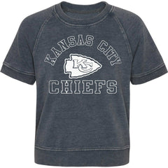 Kansas City Chiefs Girls Juniors Cheer Squad Raglan T-Shirt - Heather Charcoal for sale