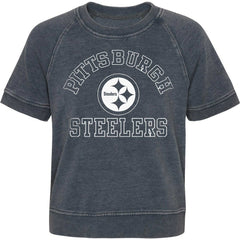 Pittsburgh Steelers Girls Juniors Cheer Squad Raglan T-Shirt - Heather Charcoal discount