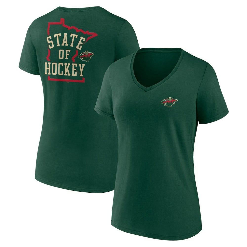 Minnesota Wild Women's Territorial V-Neck T-Shirt Green