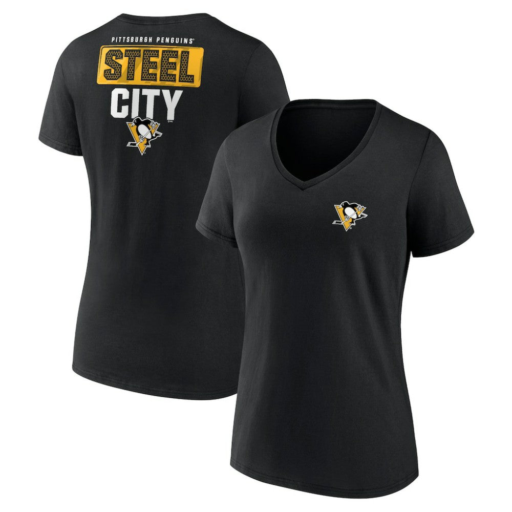 Pittsburgh Penguins Women's Territorial V-Neck T-Shirt Black
