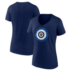 Winnipeg Jets Women's Proclamation V-Neck T-Shirt Navy