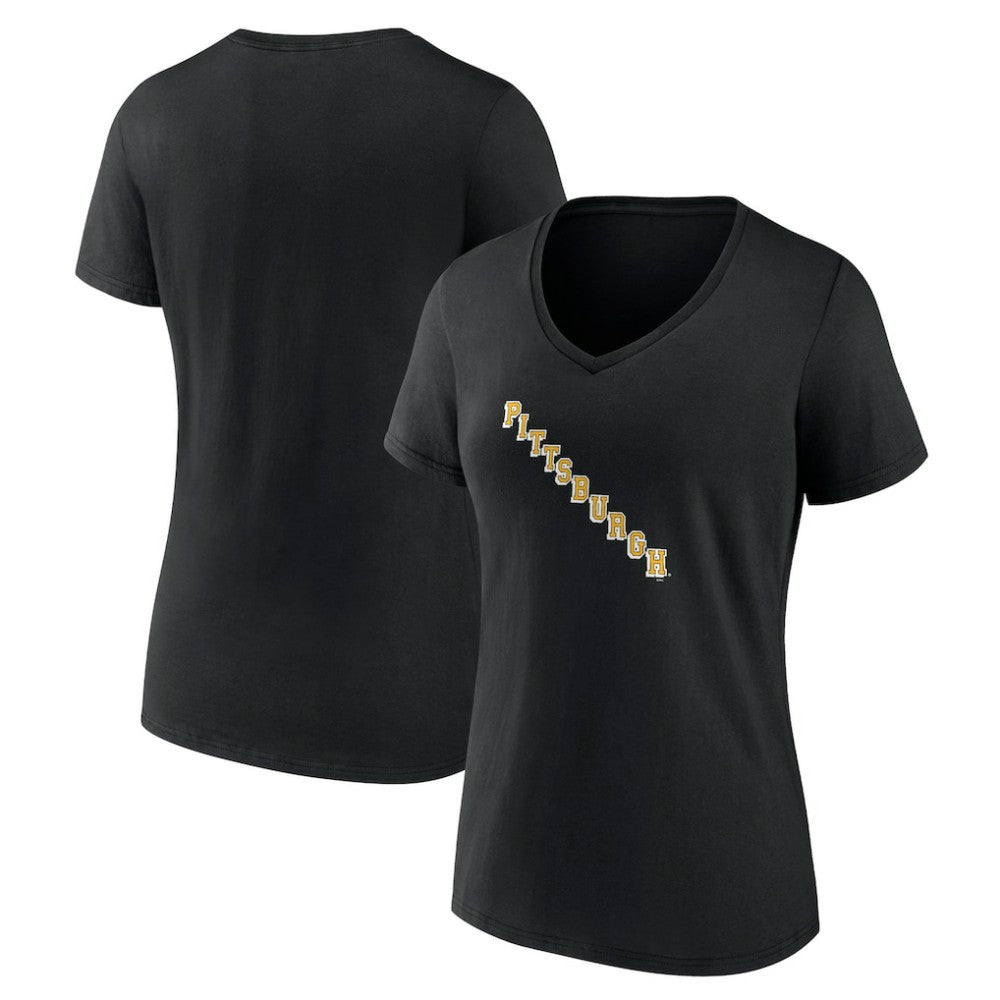 Pittsburgh Penguins Women's Alternate Logo V-Neck T-Shirt Black