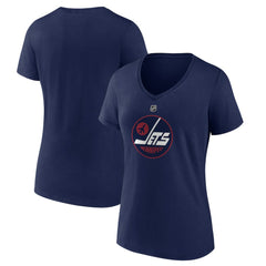 Winnipeg Jets Women's Alternate Logo V-Neck T-Shirt Navy