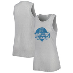 Miami Marlins Soft as a Grape Women's Tri-Blend Tank Top - Gray