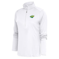 Minnesota Wild Antigua Women's Special Edition 2.0 Tribute Quarter-Zip Pullover Top White
