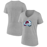 Colorado Avalanche Women's Primary Logo Team V-Neck T-Shirt Heather Gray