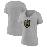 Vegas Golden Knights Women's Primary Logo Team V-Neck T-Shirt Heather Gray