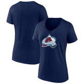 Colorado Avalanche Women's Team Primary Logo V-Neck T-Shirt Navy