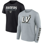 Las Vegas Raiders Two-Pack T-Shirt Combo Set - Silver/Black cheap