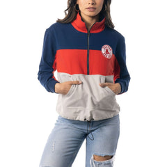 Boston Red Sox The Wild Collective Women's Color Block Half-Zip Jacket - Navy/Red