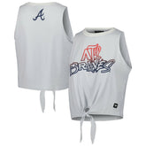 Atlanta Braves The Wild Collective Women's Twisted Tie Front Tank Top - White