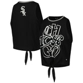 Chicago White Sox The Wild Collective Women's Twisted Tie Front Tank Top - Black