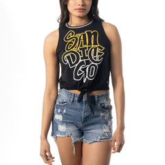 San Diego Padres The Wild Collective Women's Twisted Tie Front Tank Top - Black
