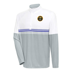 Denver Nuggets Antigua Bender Quarter-Zip Pullover Top sale - White/Royal on sale